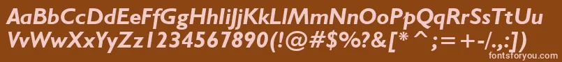 Humanist521BoldItalicBt Font – Pink Fonts on Brown Background