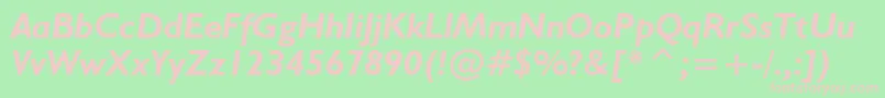 Шрифт Humanist521BoldItalicBt – розовые шрифты на зелёном фоне
