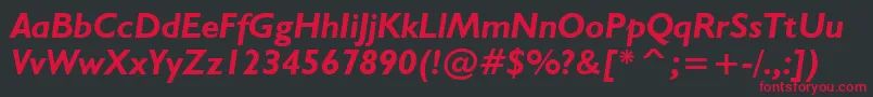 Humanist521BoldItalicBt Font – Red Fonts on Black Background