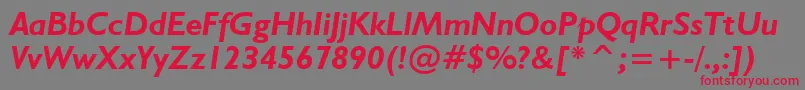 Humanist521BoldItalicBt Font – Red Fonts on Gray Background