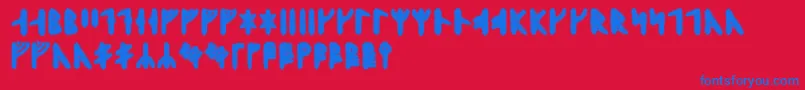 Skraelingrunic-Schriftart – Blaue Schriften auf rotem Hintergrund