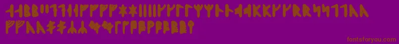 フォントSkraelingrunic – 紫色の背景に茶色のフォント