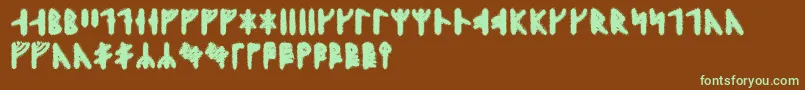 Skraelingrunic-fontti – vihreät fontit ruskealla taustalla