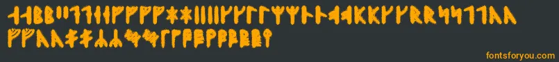 フォントSkraelingrunic – 黒い背景にオレンジの文字