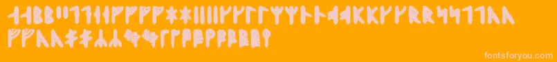 Skraelingrunic Font – Pink Fonts on Orange Background