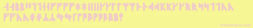 Skraelingrunic Font – Pink Fonts on Yellow Background