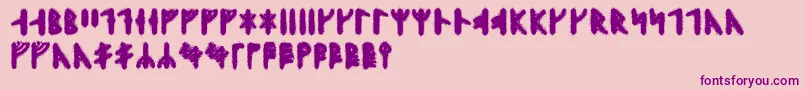 フォントSkraelingrunic – ピンクの背景に紫のフォント