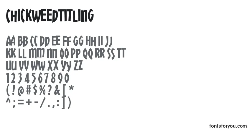 Schriftart ChickweedTitling – Alphabet, Zahlen, spezielle Symbole