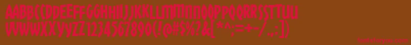 ChickweedTitling-Schriftart – Rote Schriften auf braunem Hintergrund