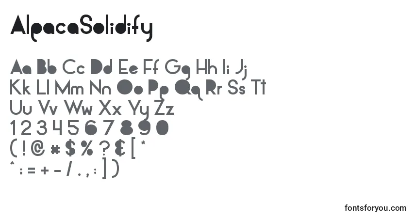 Schriftart AlpacaSolidify (73404) – Alphabet, Zahlen, spezielle Symbole