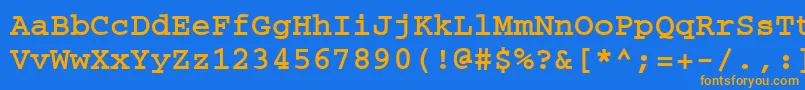 フォントCrtmB – オレンジ色の文字が青い背景にあります。