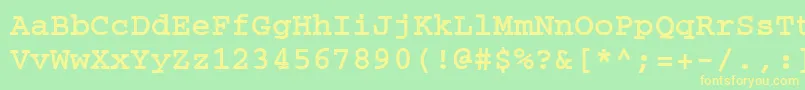 フォントCrtmB – 黄色の文字が緑の背景にあります