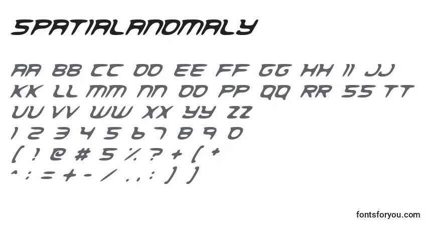 A fonte SpatialAnomaly – alfabeto, números, caracteres especiais