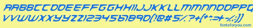 フォントSpatialAnomaly – 青い文字が黄色の背景にあります。