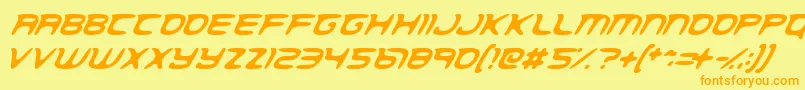 フォントSpatialAnomaly – オレンジの文字が黄色の背景にあります。