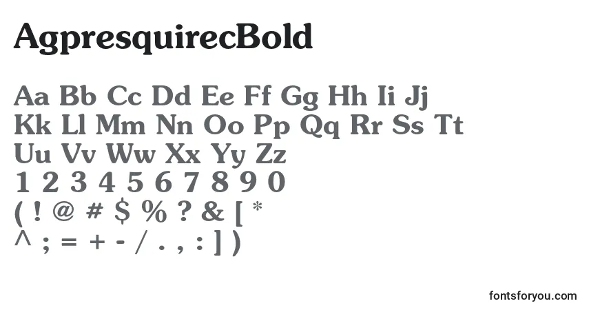 Schriftart AgpresquirecBold – Alphabet, Zahlen, spezielle Symbole