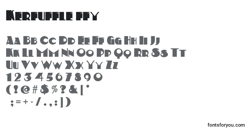 A fonte Kerfuffle ffy – alfabeto, números, caracteres especiais
