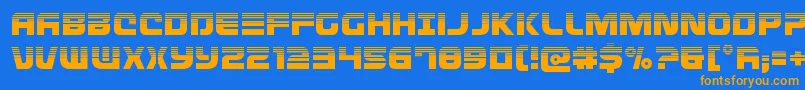 Defconzerohalf Font – Orange Fonts on Blue Background