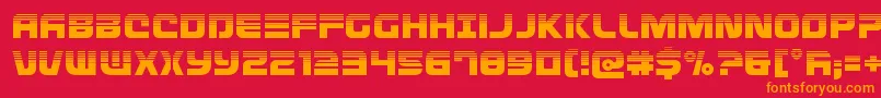 Defconzerohalf-Schriftart – Orangefarbene Schriften auf rotem Hintergrund