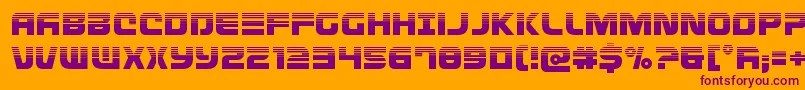 Defconzerohalf-fontti – violetit fontit oranssilla taustalla