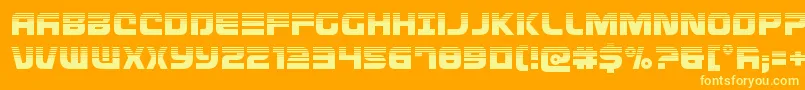 Defconzerohalf-Schriftart – Gelbe Schriften auf orangefarbenem Hintergrund