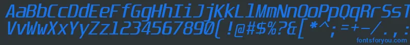 UnispaceIt Font – Blue Fonts on Black Background