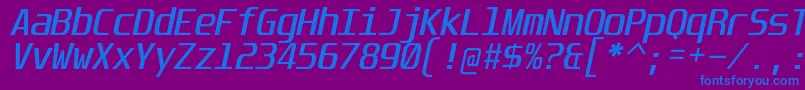 UnispaceIt-fontti – siniset fontit violetilla taustalla