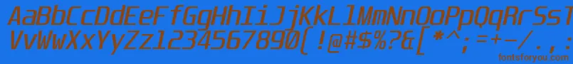 フォントUnispaceIt – 茶色の文字が青い背景にあります。