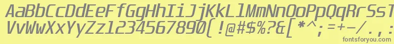 UnispaceIt-fontti – harmaat kirjasimet keltaisella taustalla