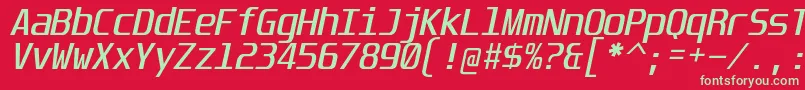 フォントUnispaceIt – 赤い背景に緑の文字