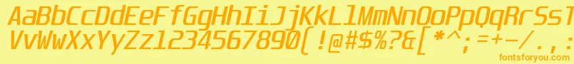 UnispaceIt-Schriftart – Orangefarbene Schriften auf gelbem Hintergrund
