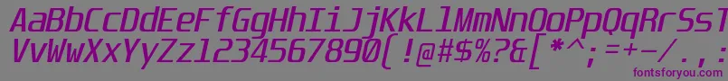UnispaceIt-Schriftart – Violette Schriften auf grauem Hintergrund
