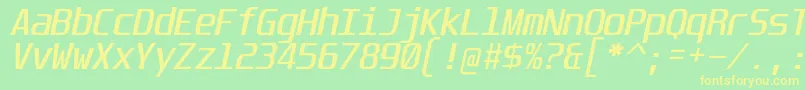 UnispaceIt-Schriftart – Gelbe Schriften auf grünem Hintergrund