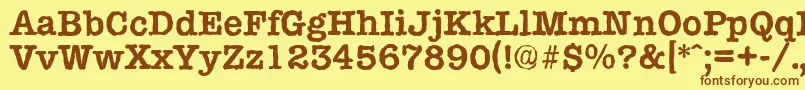 TypewriterantiqueBold-Schriftart – Braune Schriften auf gelbem Hintergrund