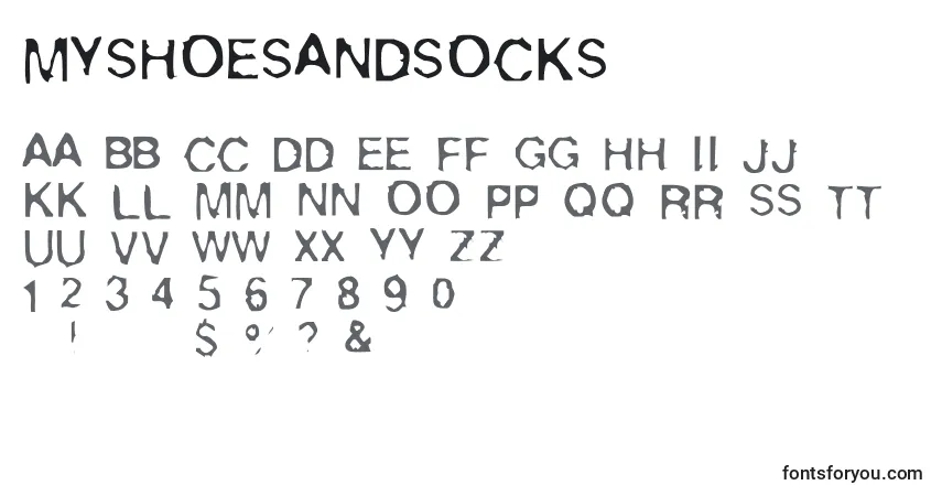 A fonte Myshoesandsocks – alfabeto, números, caracteres especiais