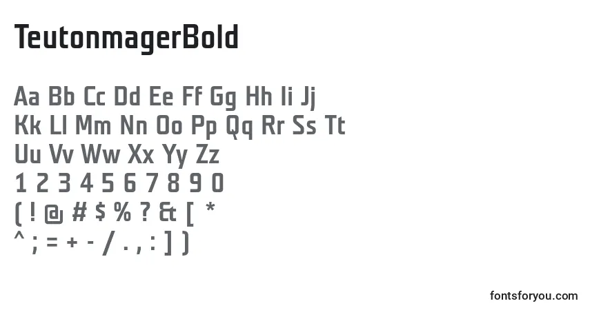 Czcionka TeutonmagerBold – alfabet, cyfry, specjalne znaki