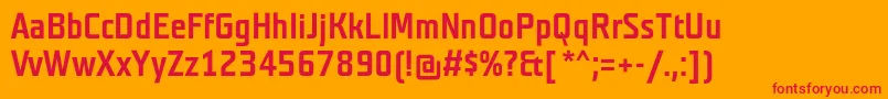 TeutonmagerBold-Schriftart – Rote Schriften auf orangefarbenem Hintergrund