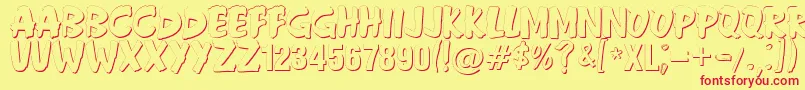 AndersonFireballXl5Shadow-fontti – punaiset fontit keltaisella taustalla