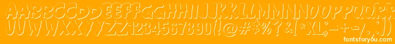 AndersonFireballXl5Shadow-Schriftart – Weiße Schriften auf orangefarbenem Hintergrund