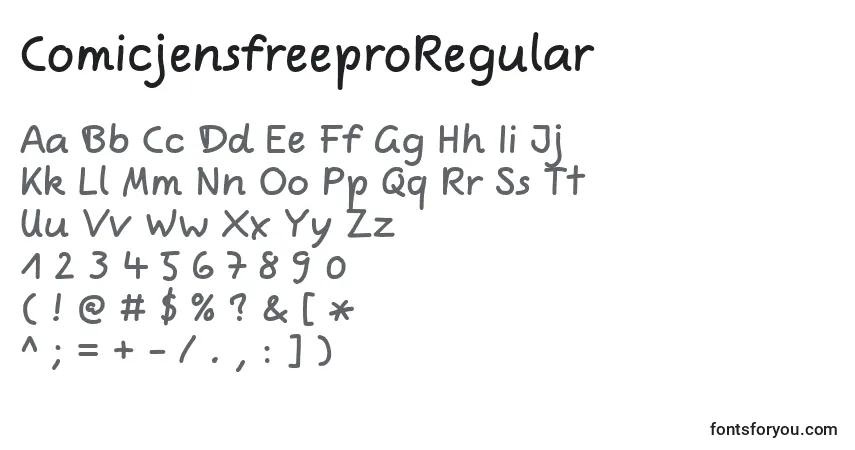 Шрифт ComicjensfreeproRegular – алфавит, цифры, специальные символы