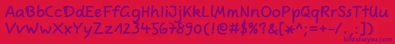 ComicjensfreeproRegular-Schriftart – Violette Schriften auf rotem Hintergrund