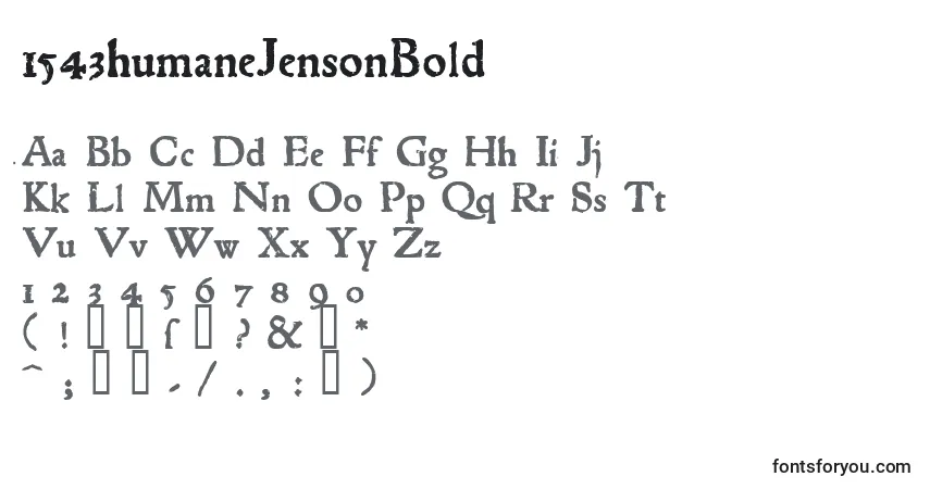 A fonte 1543humaneJensonBold – alfabeto, números, caracteres especiais