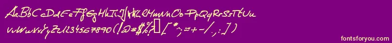 DeManu1Mediumitalic Font – Yellow Fonts on Purple Background