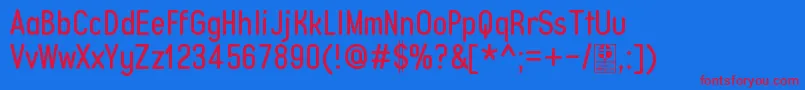 Fonte TypoQuikRegularDemo – fontes vermelhas em um fundo azul