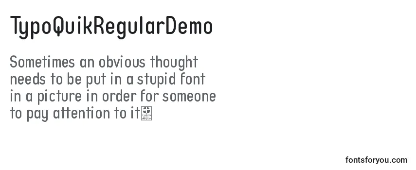 Review of the TypoQuikRegularDemo Font
