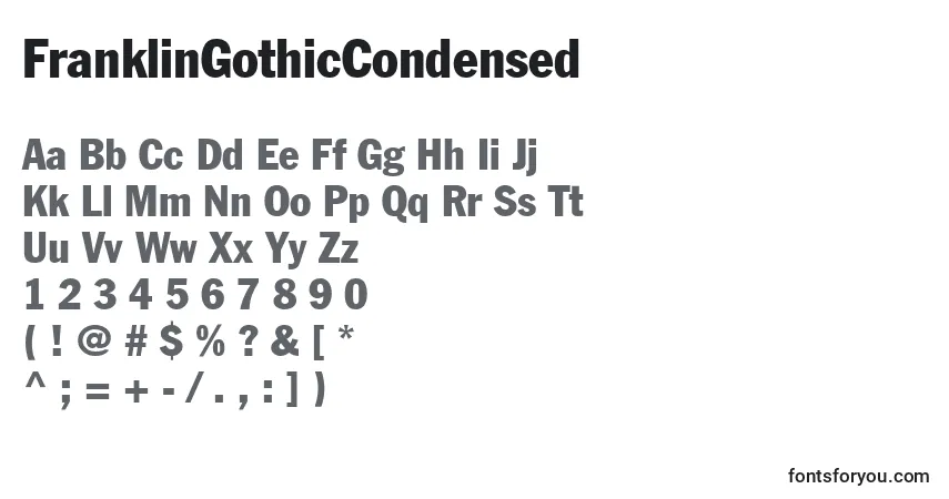 Czcionka FranklinGothicCondensed – alfabet, cyfry, specjalne znaki