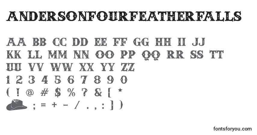A fonte AndersonFourFeatherFalls – alfabeto, números, caracteres especiais