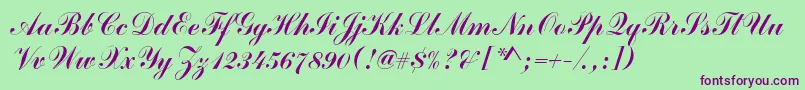 CommercialScriptRegular Font – Purple Fonts on Green Background