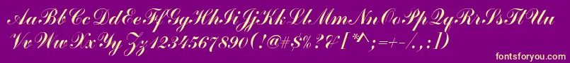 CommercialScriptRegular Font – Yellow Fonts on Purple Background