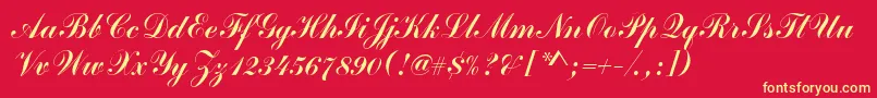 CommercialScriptRegular Font – Yellow Fonts on Red Background